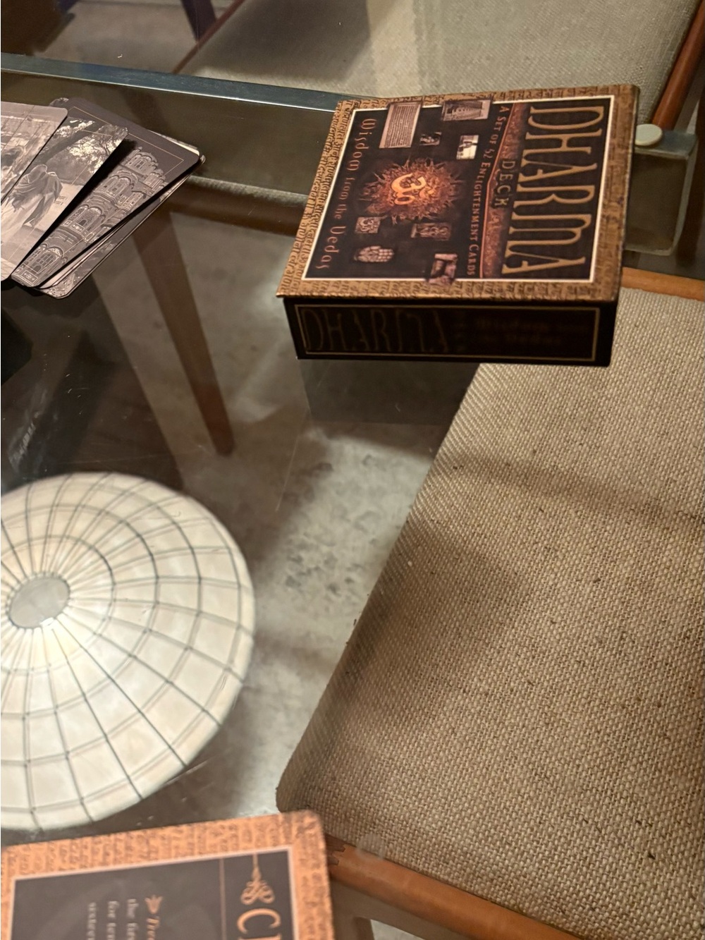 Oracle Deck – Brown and Gold Decorative Card Box. Dharma. PreLoved. Fair Condtn